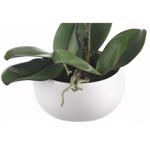 Orhidee artificiala alb-mov in ghiveci ceramic - 25 cm