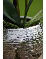Orhidee artificiala alb-roz in ghiveci ceramic - 30 cm