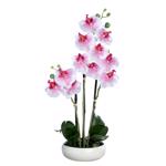Orhidee artificiala alb-roz in ghiveci ceramic - 36 cm