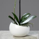 Orhidee artificiala alb-roz in ghiveci ceramic - 40 cm
