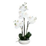 Orhidee artificiala alba in ghiveci ceramic - 36 cm