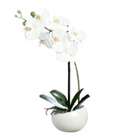 Orhidee artificiala alba in ghiveci ceramic - 40 cm