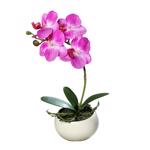 Orhidee artificiala mov in ghiveci ceramic - 25 cm