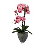 Orhidee artificiala roz-crem in ghiveci ceramic - 57 cm