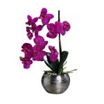 Orhidee artificiala roz in ghiveci ceramic - 30 cm