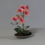 Orhidee artificiala roz-somon in ghiveci ceramic - 30 cm