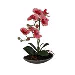 Orhidee artificiala roz-somon in ghiveci ceramic - 30 cm