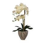 Orhidee artificiala galbena in ghiveci ceramic - 57 cm