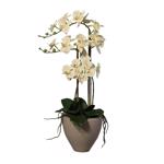 Orhidee artificiala roz-somon in ghiveci ceramic - 70 cm