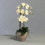 Orhidee artificiala roz-somon in ghiveci ceramic - 70 cm