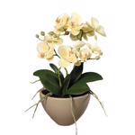 Orhidee artificiala somon in ghiveci ceramic - 35 cm