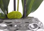 Orhidee artificiala verde-crem in ghiveci ceramic - 50 cm