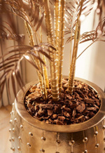 Palmier artificial Areca bronz metalic cu 40 frunze - 200 cm
