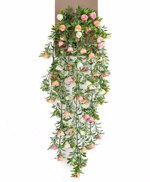 Planta artificiala curgatoare cu flori crem-roz - 75 cm