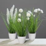 Set x3 iarba artificiala decorativa verde-crem in ghiveci - 38 cm