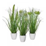 Set x3 iarba artificiala decorativa verde in ghiveci - 36 cm