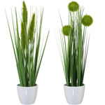 Set x3 iarba artificiala decorativa verde in ghiveci - 36 cm