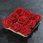 Set x9 capete trandafiri artificiali rosii - 7 cm