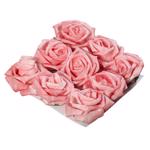 Set x9 capete trandafiri artificiali roz - 7 cm