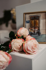 Trandafir artificial alb-roz - 46 cm