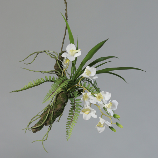 Aranjament orhidee artificiala cu sfoara - 29 cm