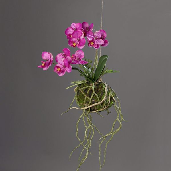 Aranjament orhidee artificiala mov cu sfoara - 26 cm