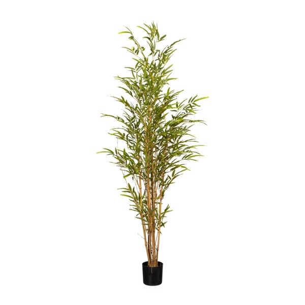 Bambus artificial decorativ x5 cu trunchi natural - 150 cm