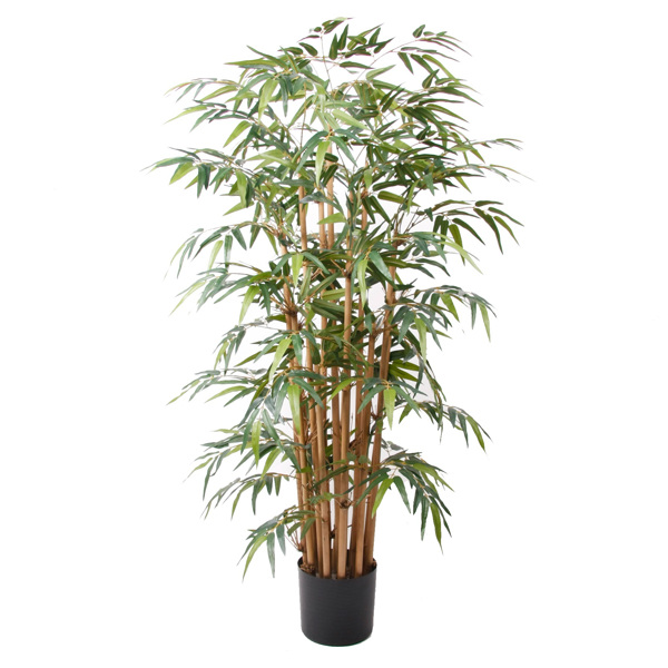 Bambus artificial decorativ Deluxe x15 in ghiveci negru - 145 cm