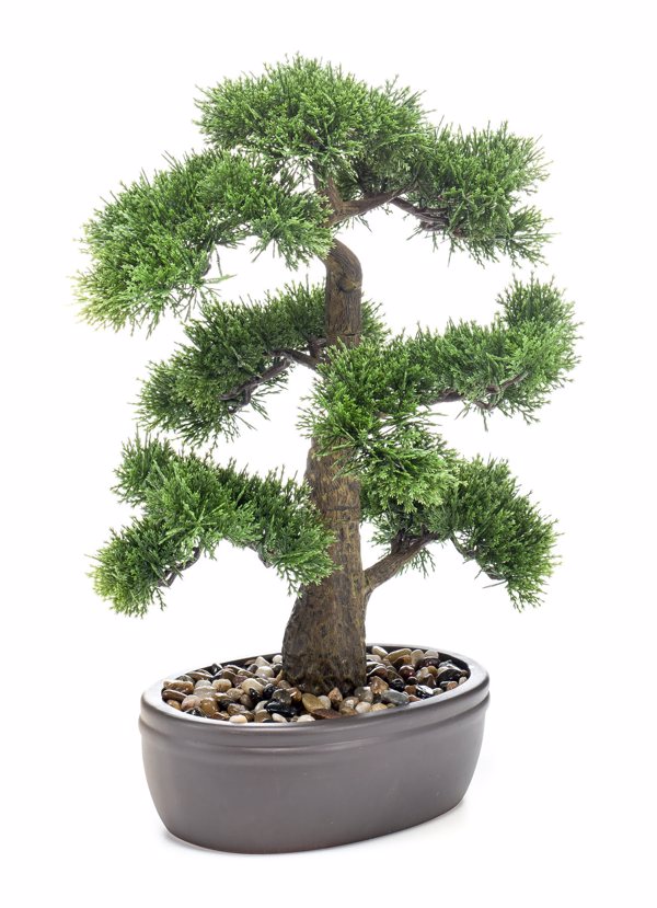 Bonsai artificial decorativ Cedar in ghiveci ceramic - 45 cm