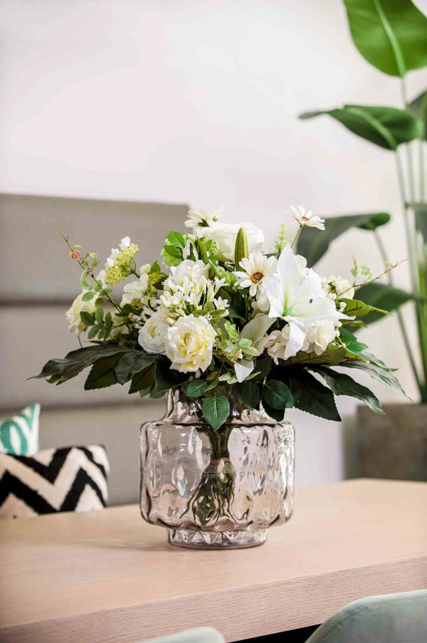 Buchet flori artificiale verde-crem - 65 cm 