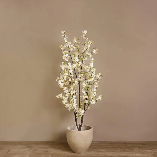 Copac artificial cu flori Cherry crem - 175 cm