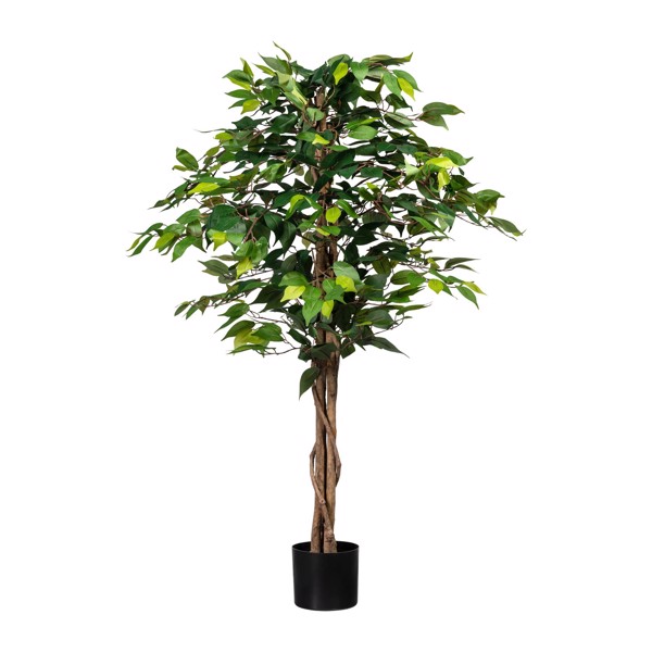 Ficus artificial Benjamina verde cu trunchi natural - 120 cm