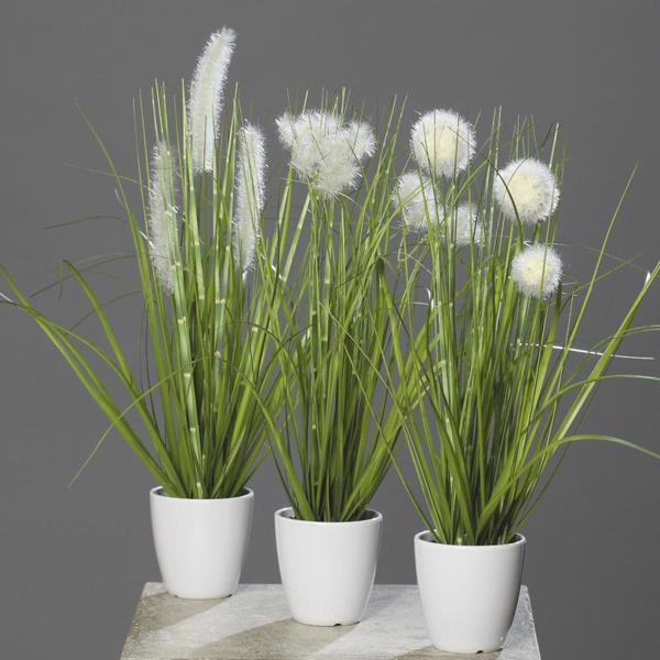 Set x3 iarba artificiala decorativa in ghiveci - 36 cm