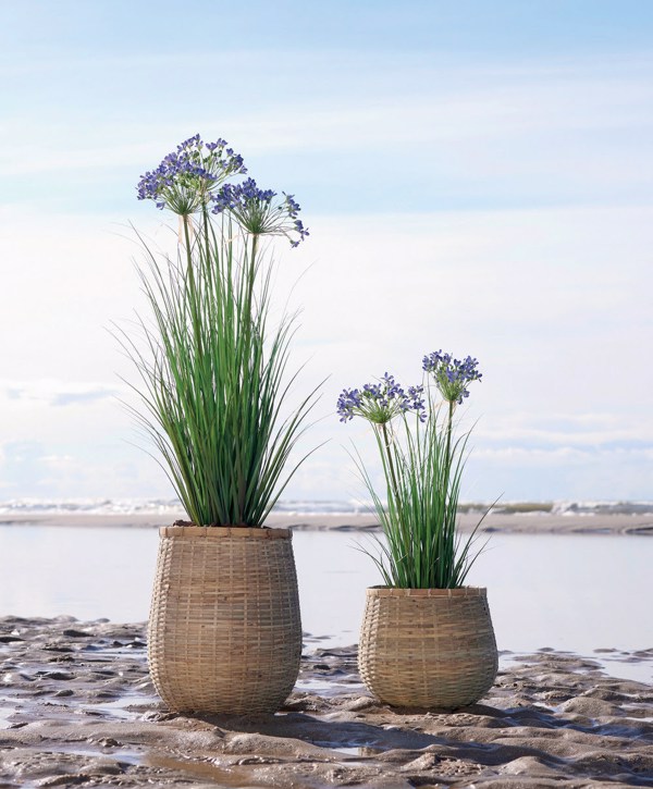 Iarba artificiala verde x2 Agapanthus albastru - 80 cm