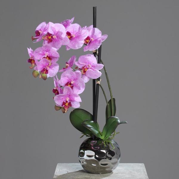 Orhidee artificiala roz in ghiveci - 50 cm