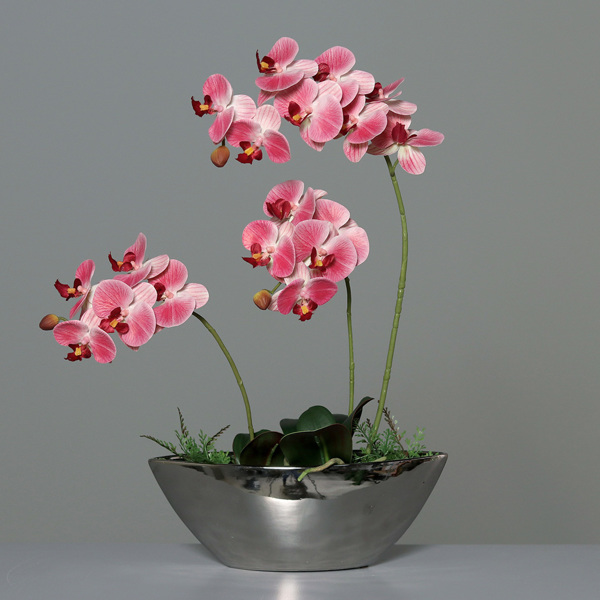 Orhidee artificiala roz in ghiveci - 54 cm