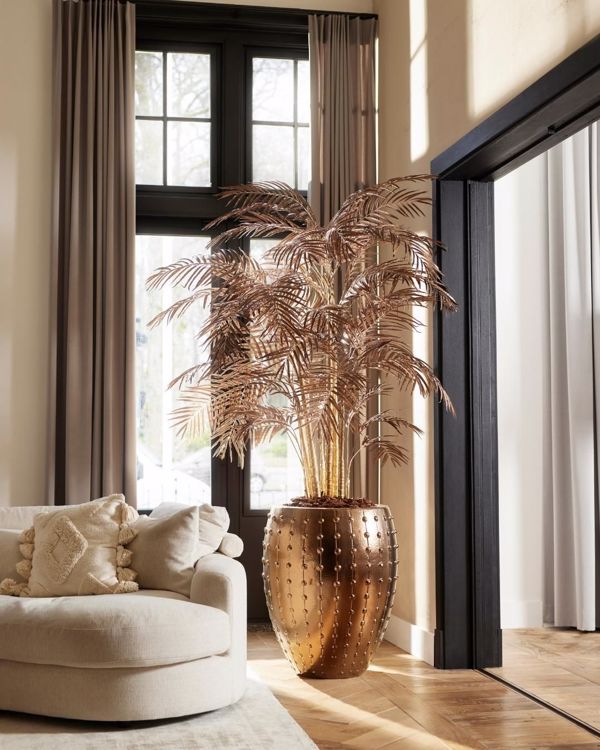 Palmier artificial Areca bronz metalic cu 40 frunze - 200 cm