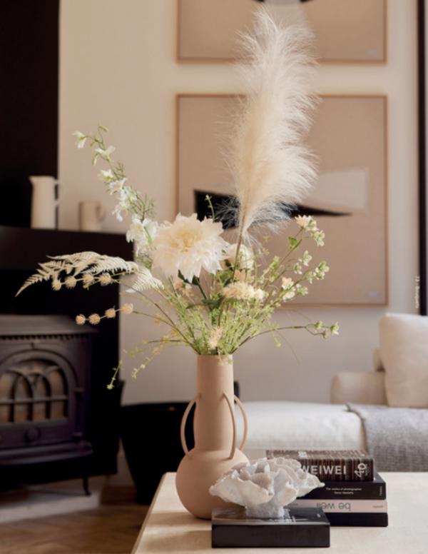 Pampas artificial decorativ crem - 115 cm 