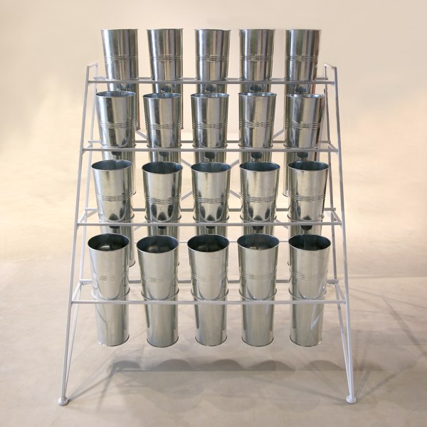 Stand pentru flori, suport cu 20 galeti 160 x 97 x 51 cm